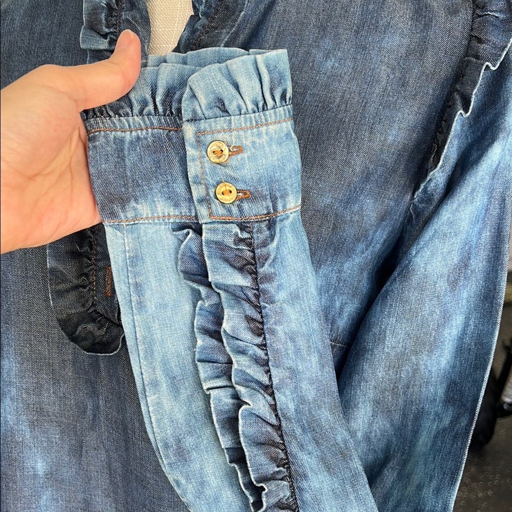 Denim Ruffle Blouse - Picture 3 of 3